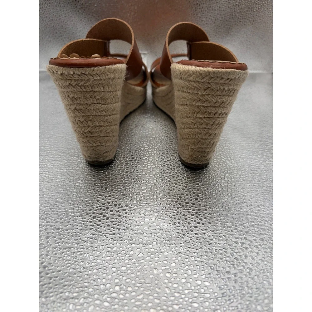 Zigi Soho Magee Cognac Brown Espadrille Wedge Sandals Women Size 8 Slip On Slide